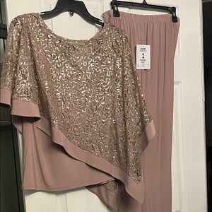 Elegant Sequin Blouse and Pant Set